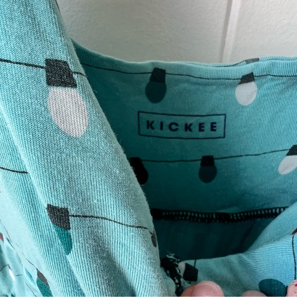 Kickee Pants Simple Twist Pajamas Dress Night Gown Blue Glacier Holiday Lights M - Picture 4 of 7